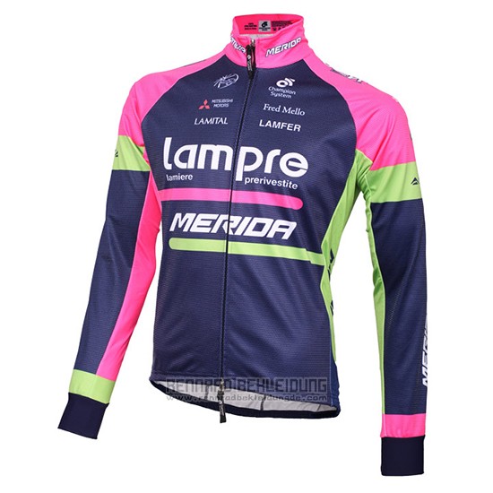 2016 Fahrradbekleidung Lampre Blau und Rosa Trikot Langarm und Tragerhose